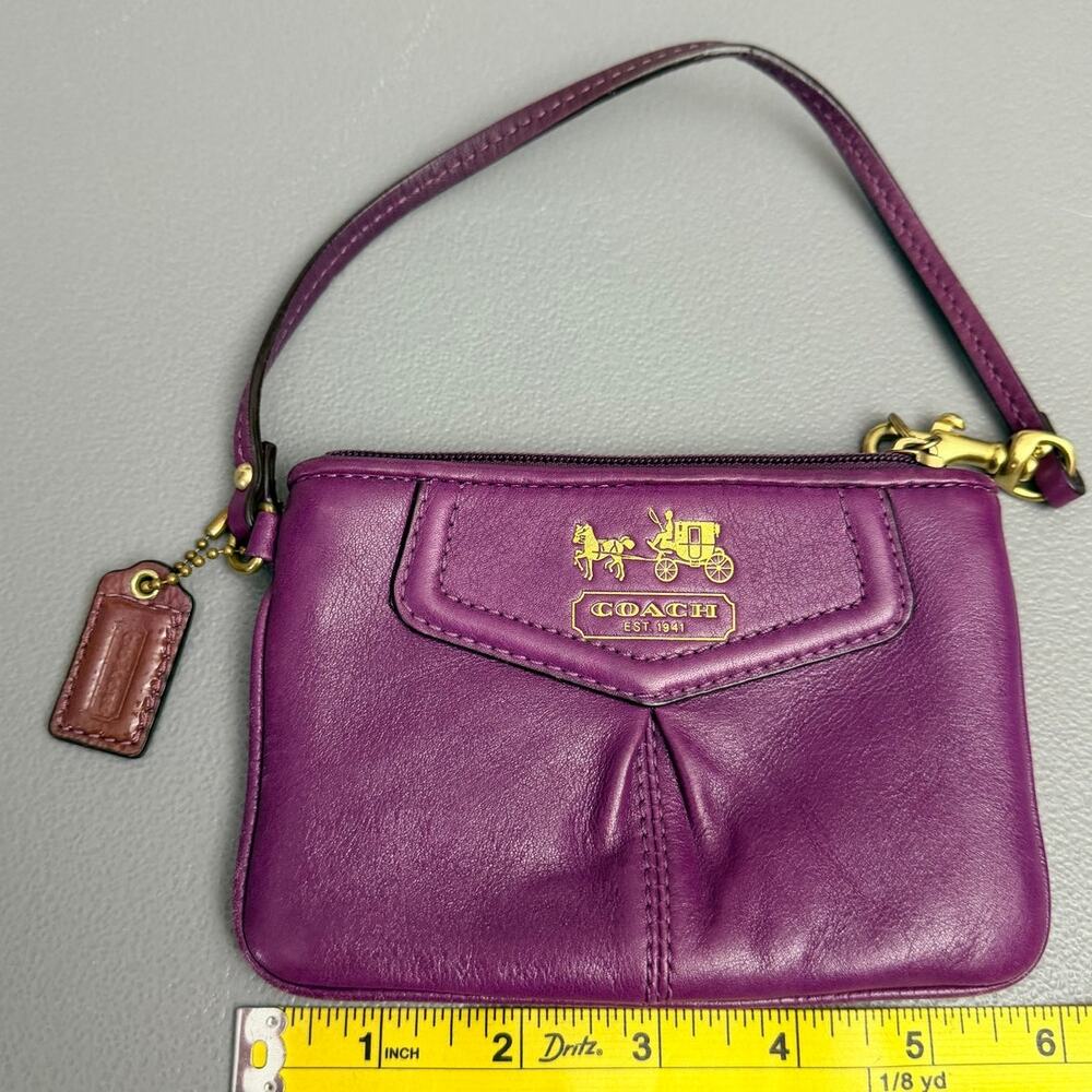Coach Purple Leather Wristlet Bag with Gold-Tone Hardware - Picture 2 of 7